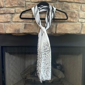 Black, gray and white sheer scarf